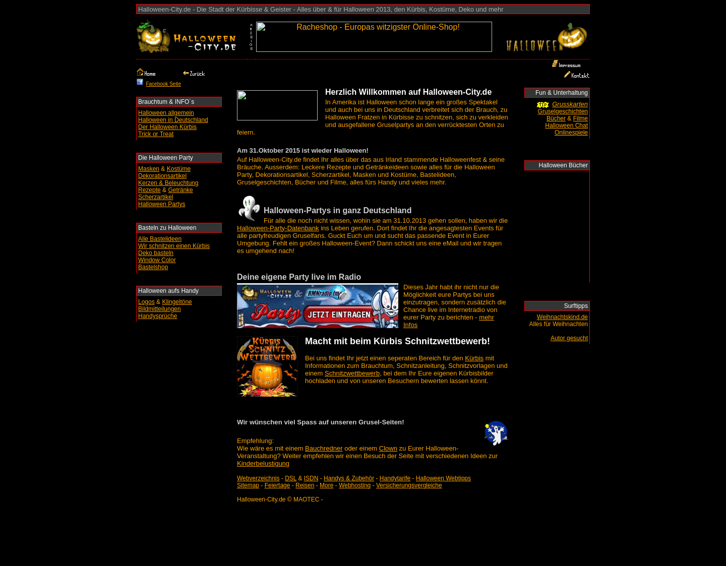 Aktuelle Website-Vorschau von Ideen für die Halloweenparty