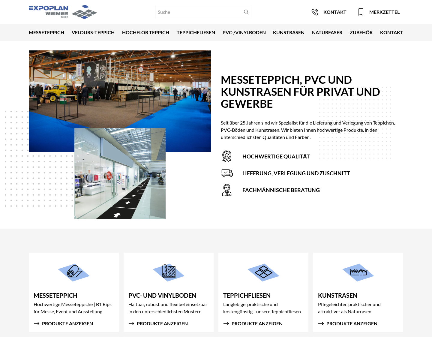 Aktuelle Website-Vorschau von Bodenbeläge für Messen & Events