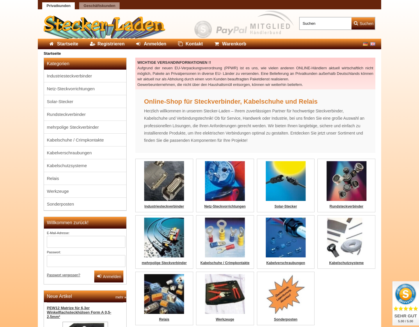 Aktuelle Website-Vorschau von Stecker-Laden