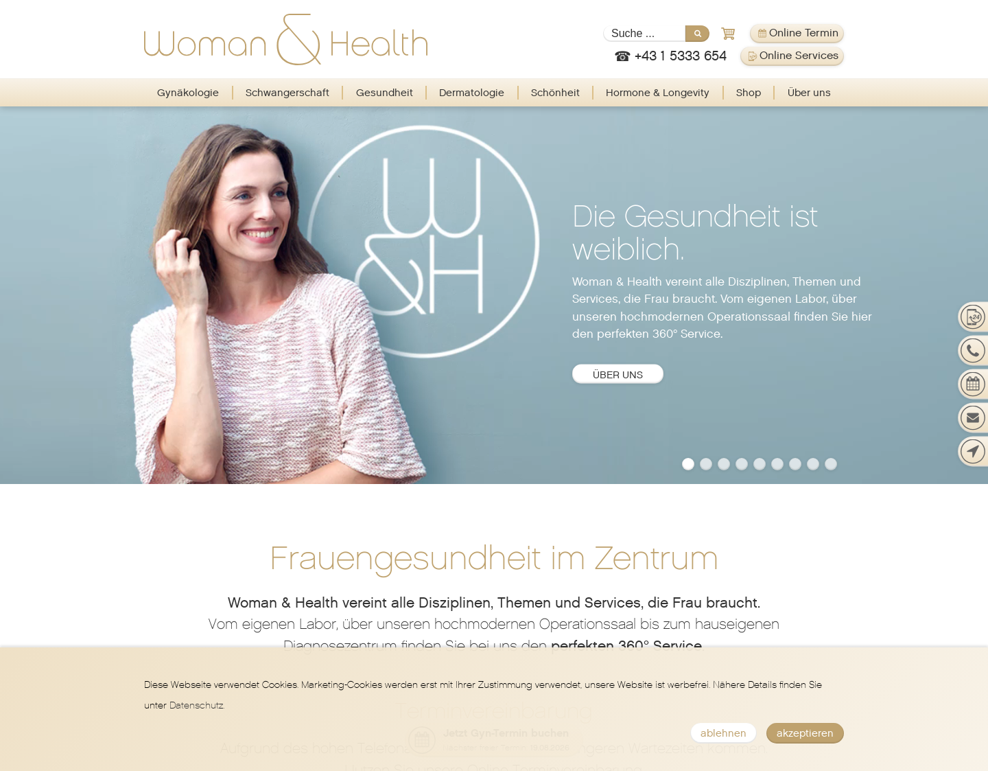 Aktuelle Website-Vorschau von Woman & Health