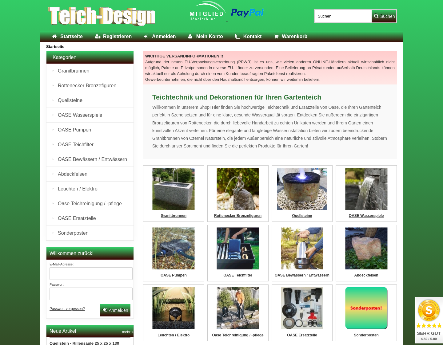 Aktuelle Website-Vorschau von Teich-Design