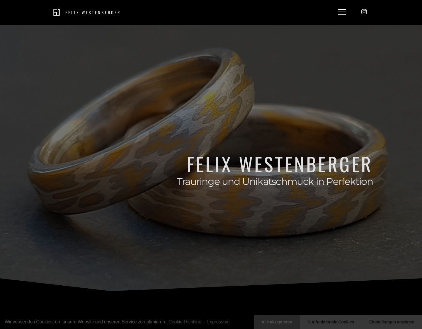 Aktuelle Website-Vorschau von Mokume Gane Schmuck von Felix West