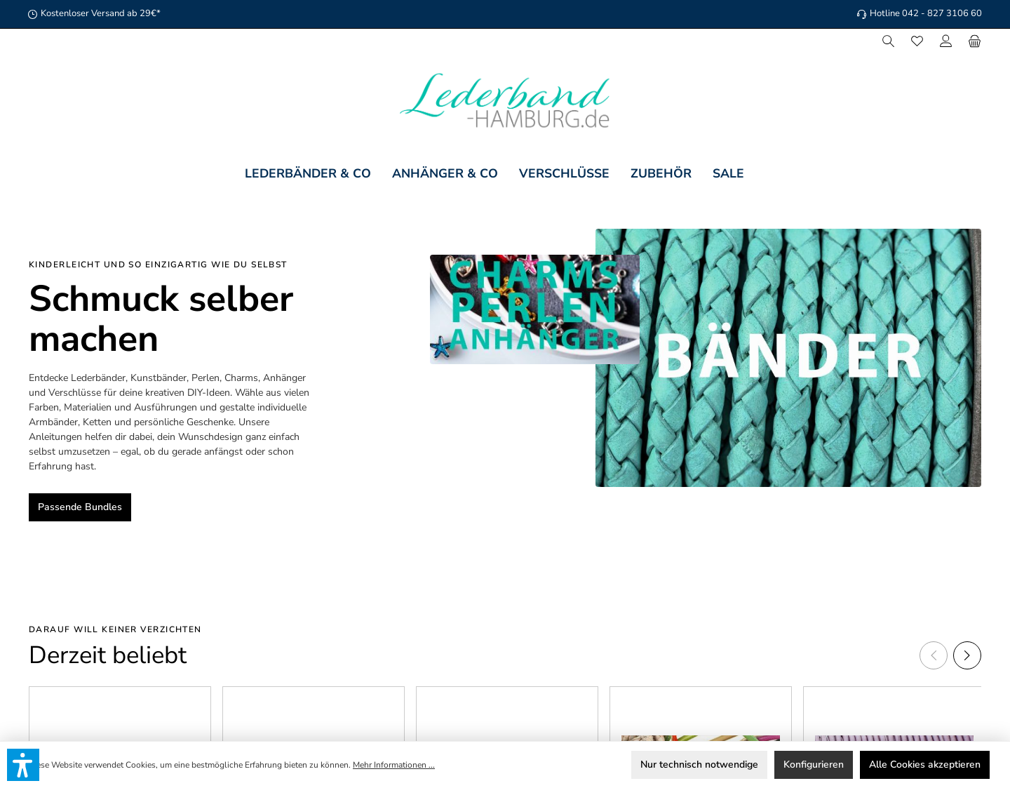 Aktuelle Website-Vorschau von Schmuckzubehör von der Agentur Uple