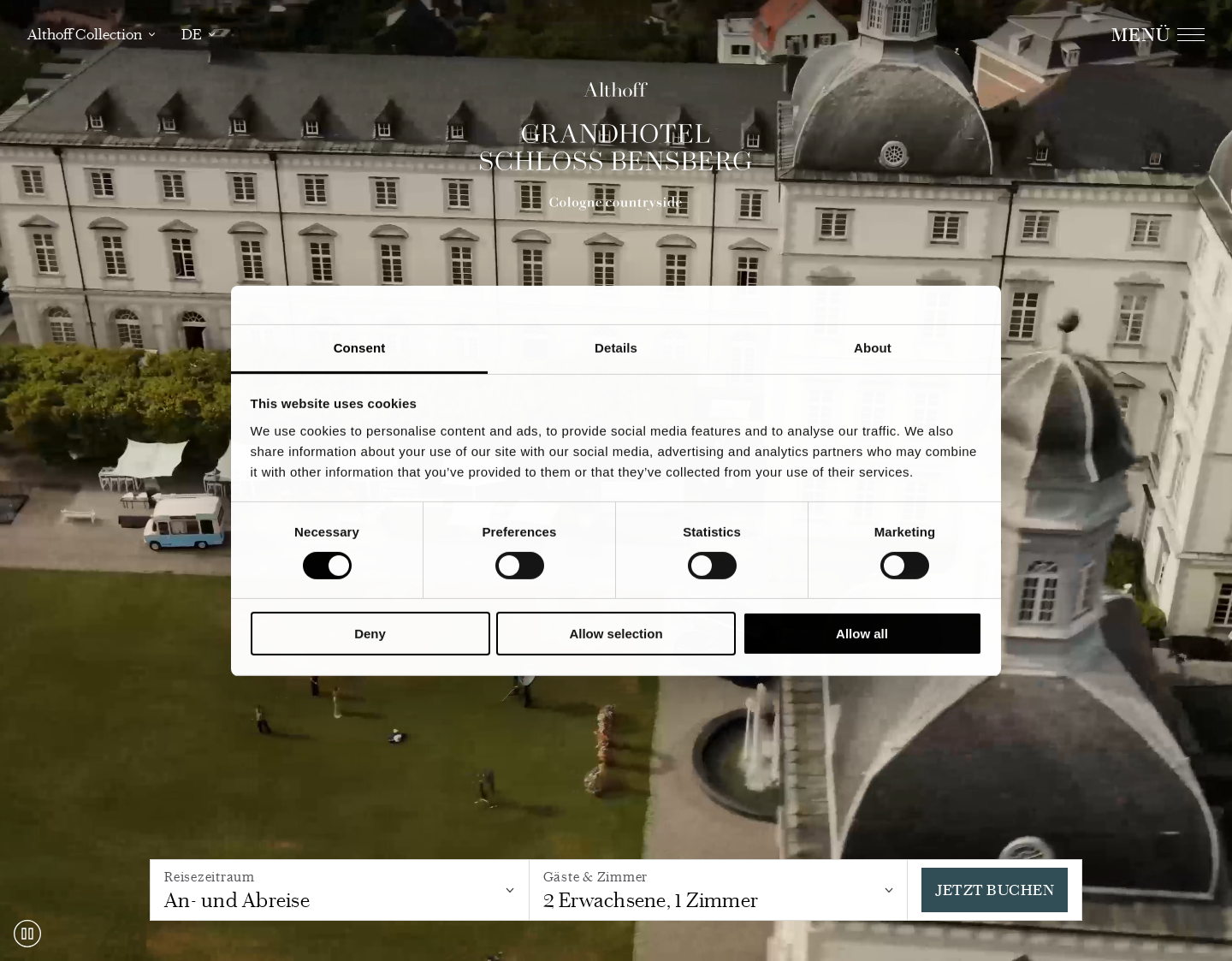 Aktuelle Website-Vorschau von Hotel Schloß Bensberg GmbH