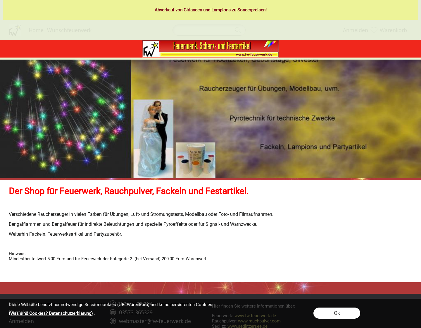 Aktuelle Website-Vorschau von Shop für Feuerwerk, Feuerwerkskörper