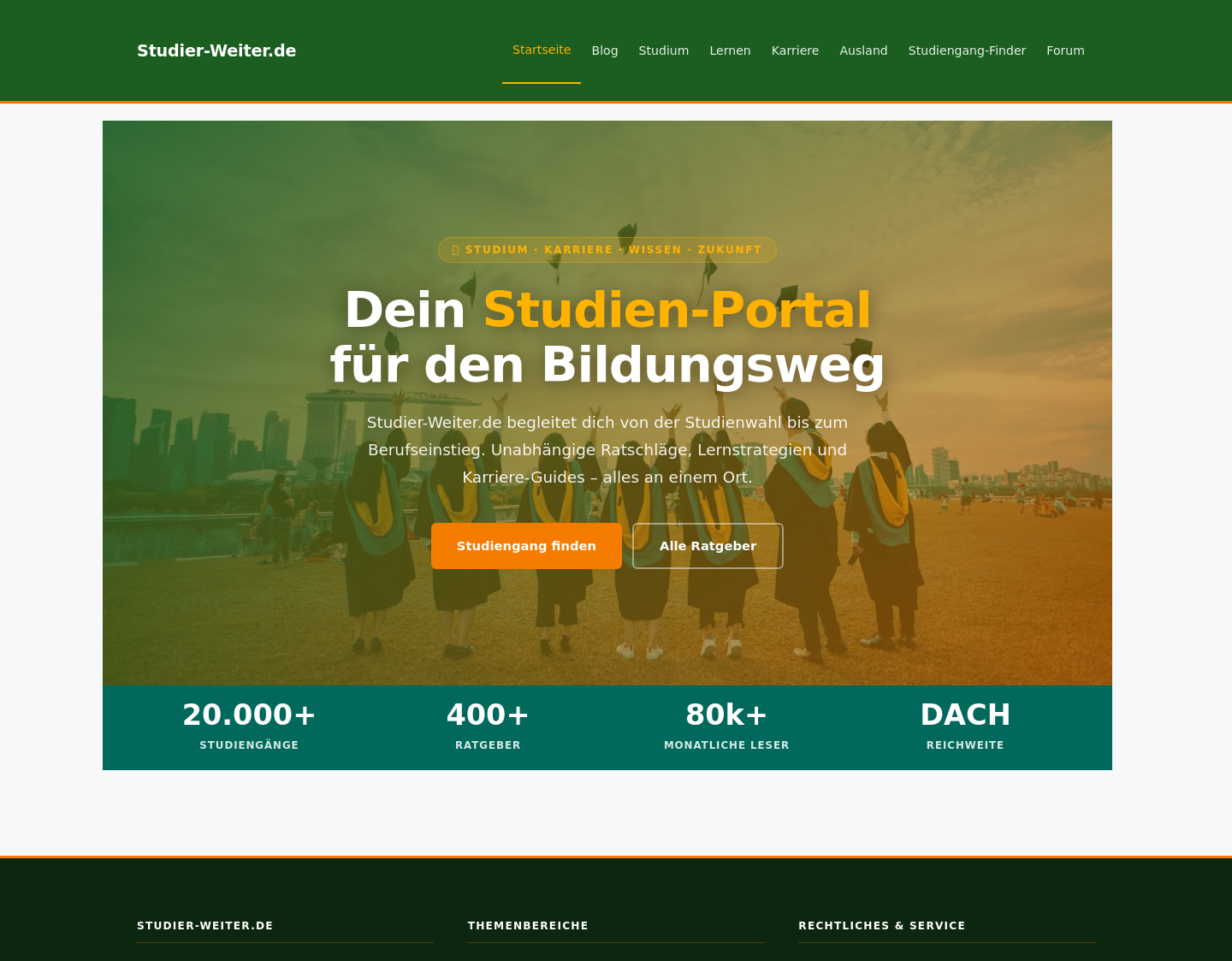Aktuelle Website-Vorschau von Zweitstudium als Fernstudium