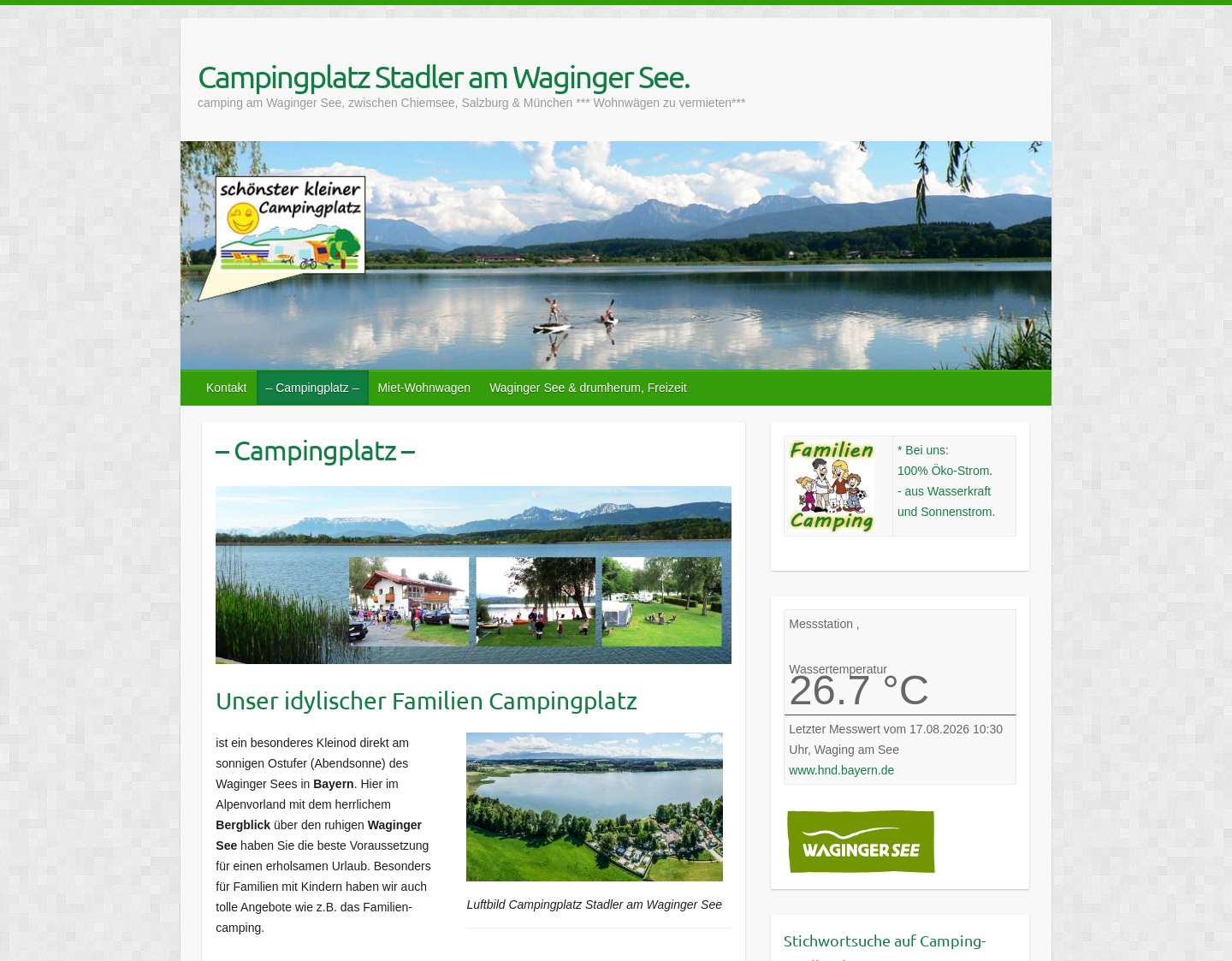 Aktuelle Website-Vorschau von Campingplatz Stadler, direkt am Waginger See
