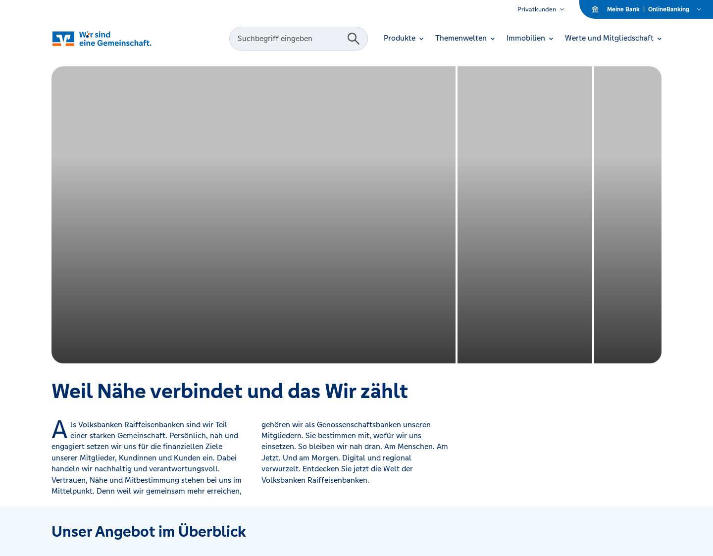Aktuelle Website-Vorschau von Volksbanken Raiffeisenbanken