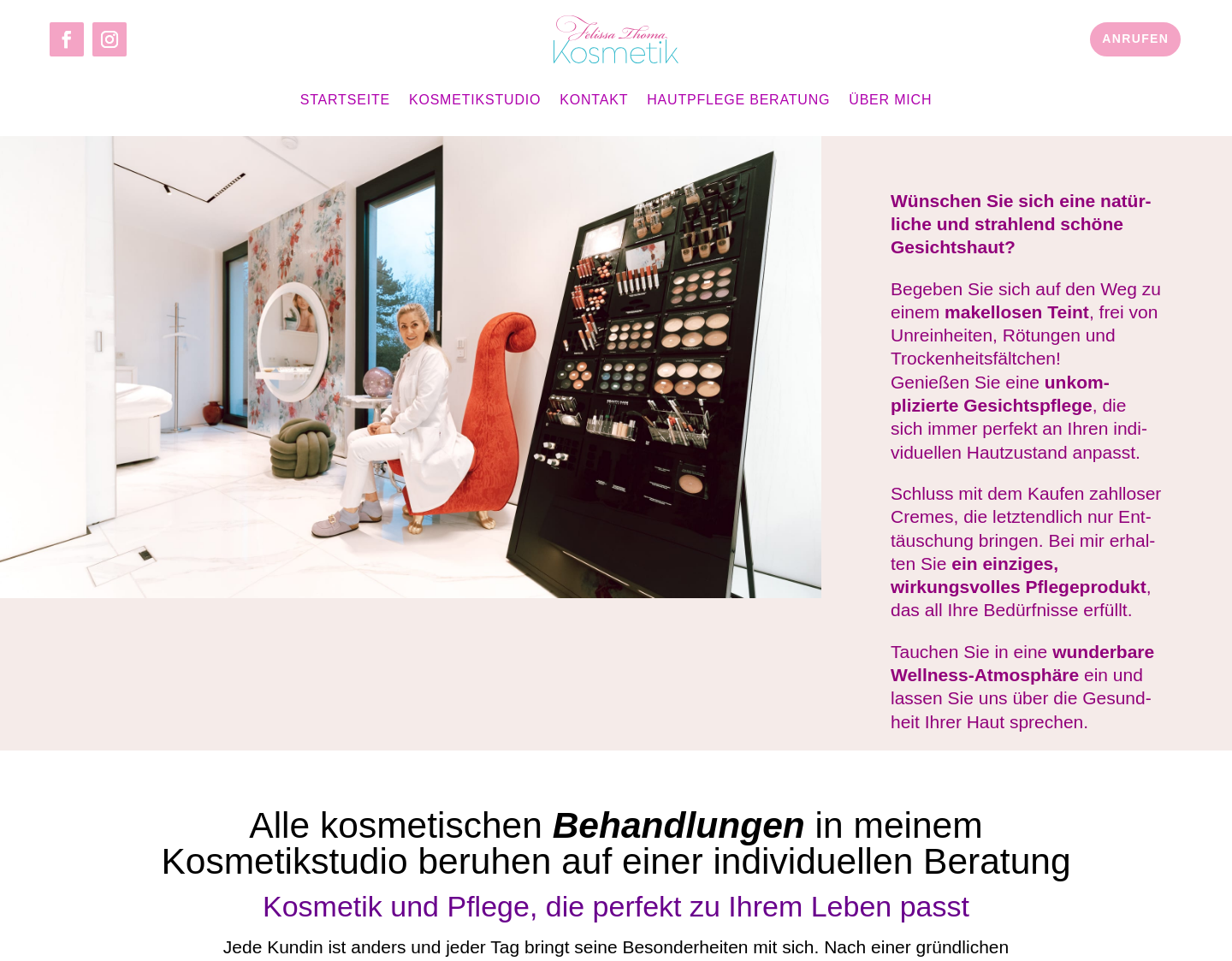 Aktuelle Website-Vorschau von Felissa Thoma Kosmetikstudio