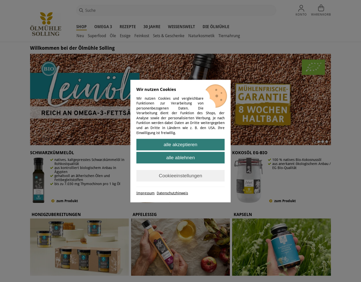 Aktuelle Website-Vorschau von Online-Shop