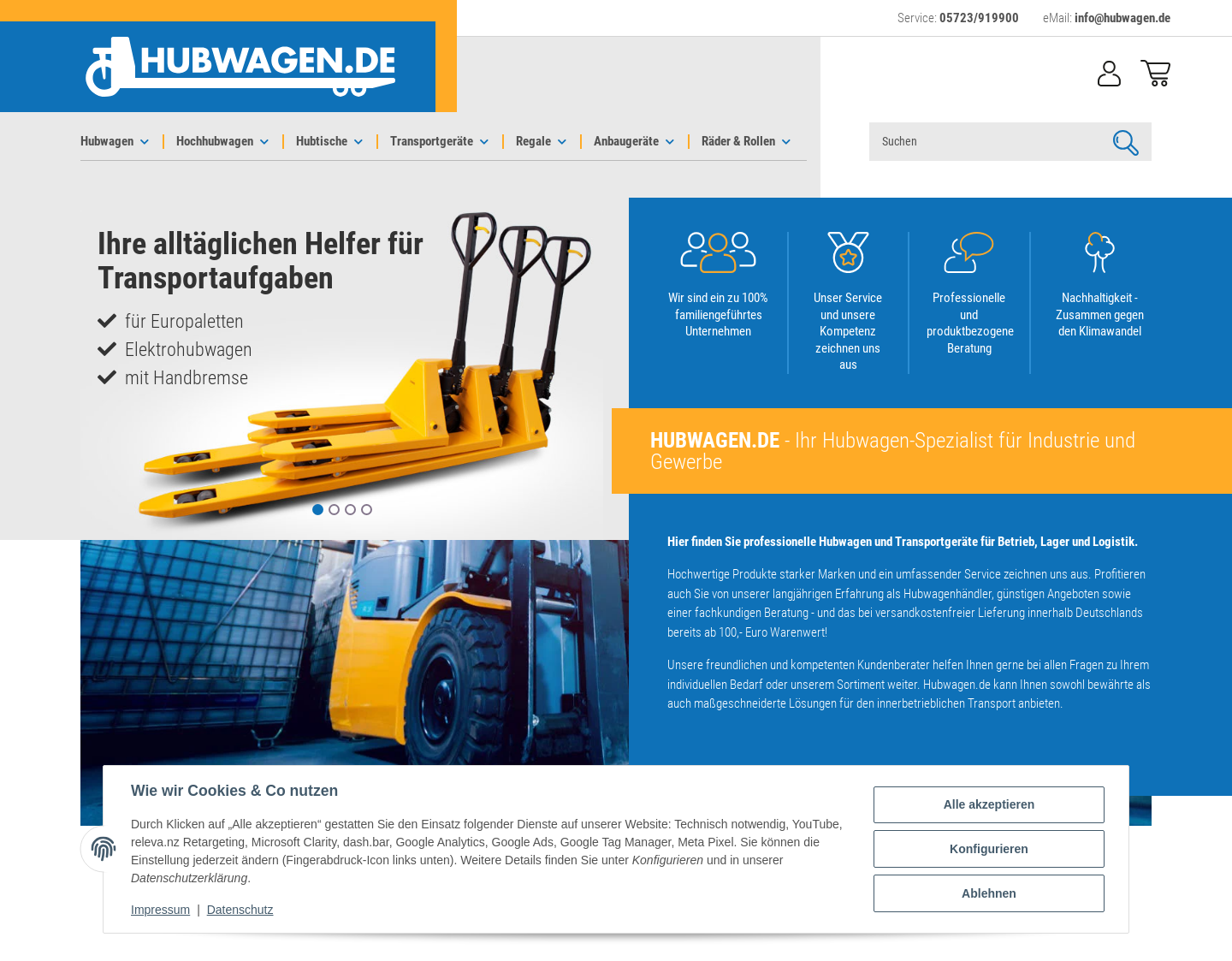 Aktuelle Website-Vorschau von Wiegehubwagen und Hochhubwagen