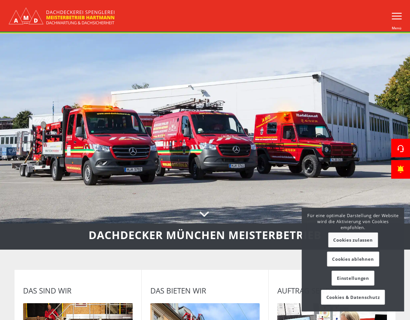 Aktuelle Website-Vorschau von A.M.D. GmbH Dachdeckerei,- Spengler