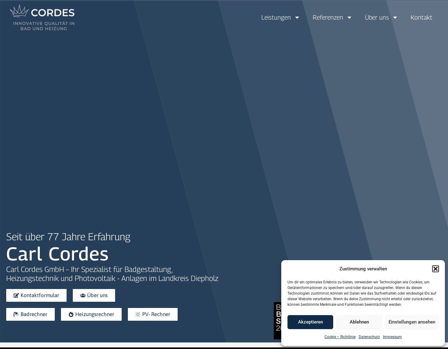 Aktuelle Website-Vorschau von Carl Cordes GmbH in Bassum