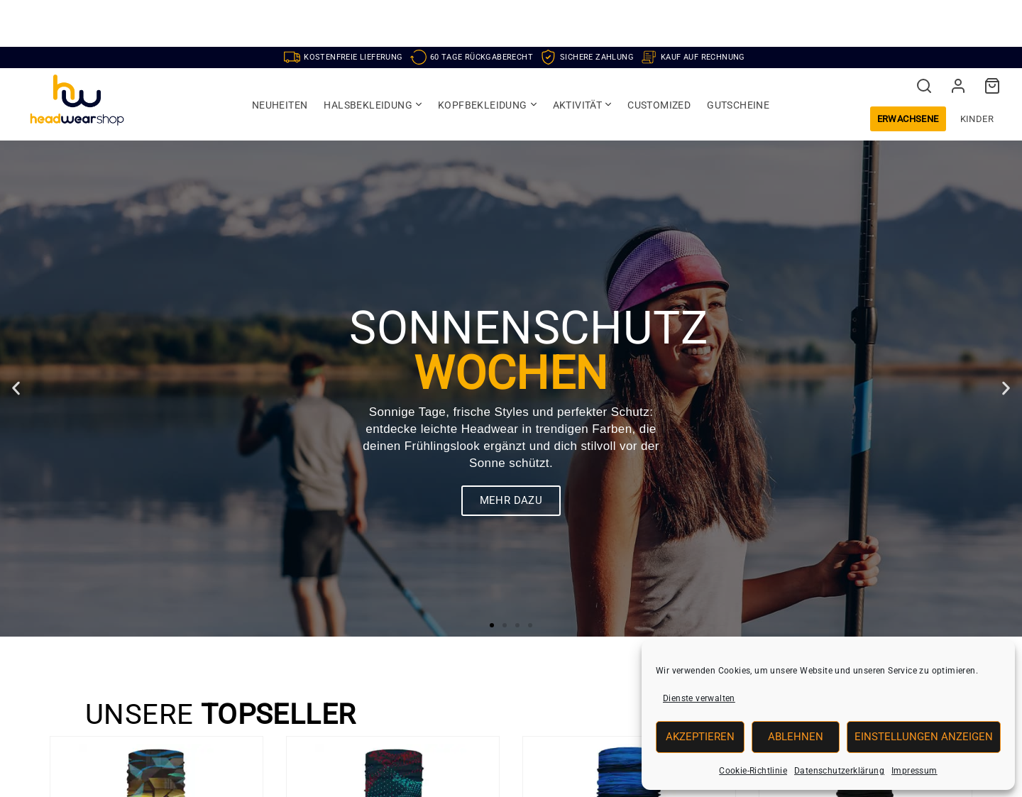 Aktuelle Website-Vorschau von Headwear-Shop the home of the BUFF
