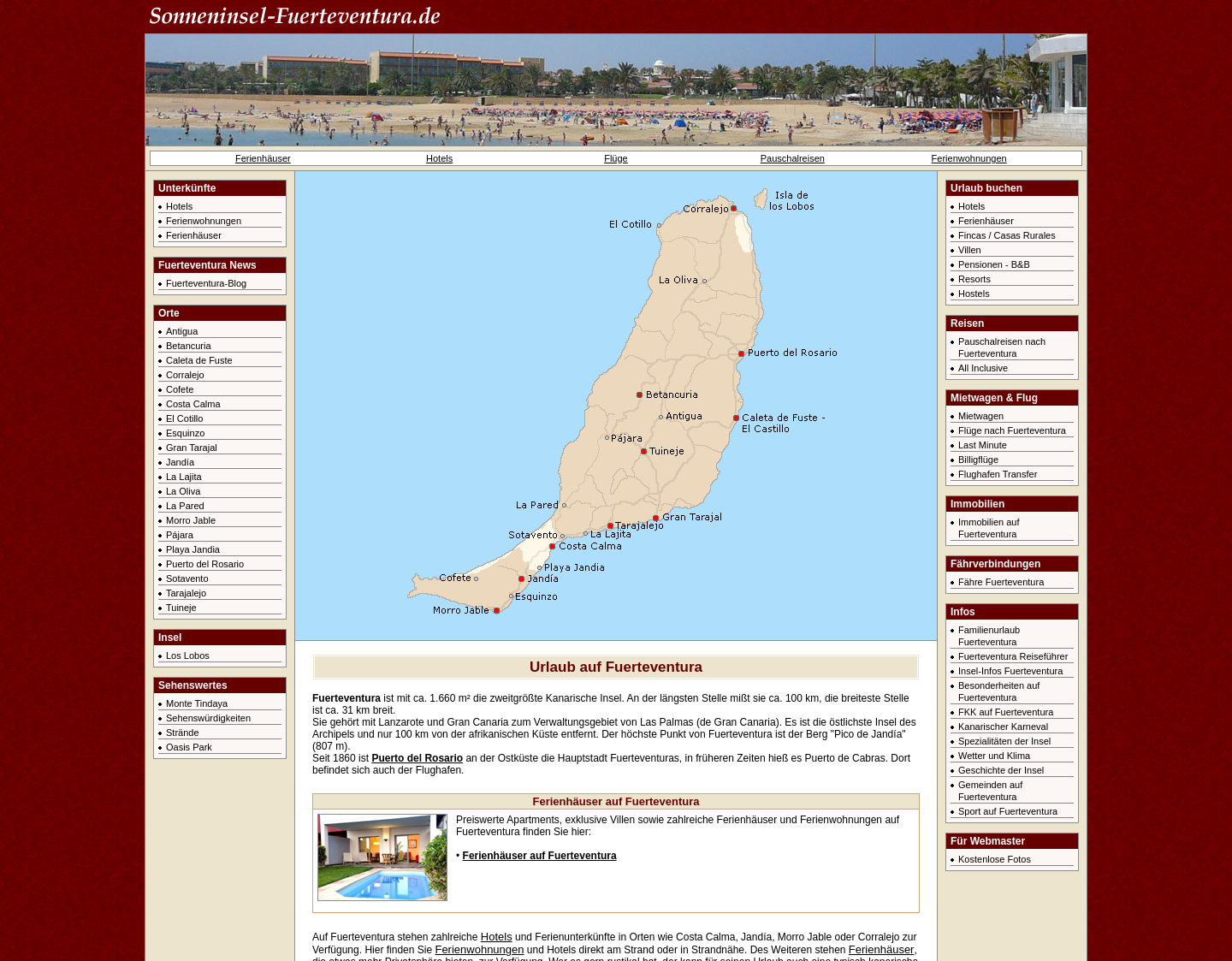 Aktuelle Website-Vorschau von Ferienhäuser auf Fuerteventura