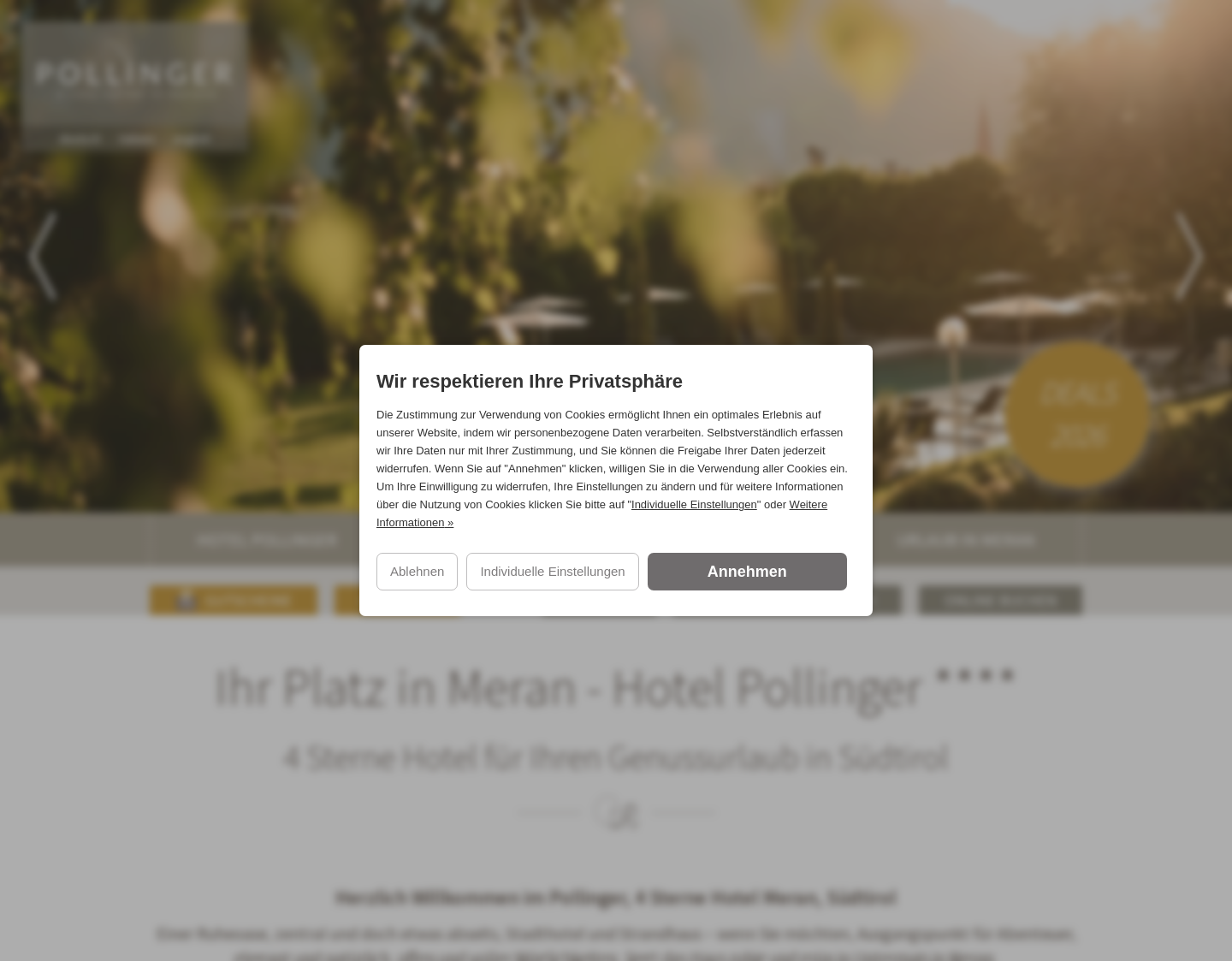 Aktuelle Website-Vorschau von Hotel Pollinger in Meran / Südtirol