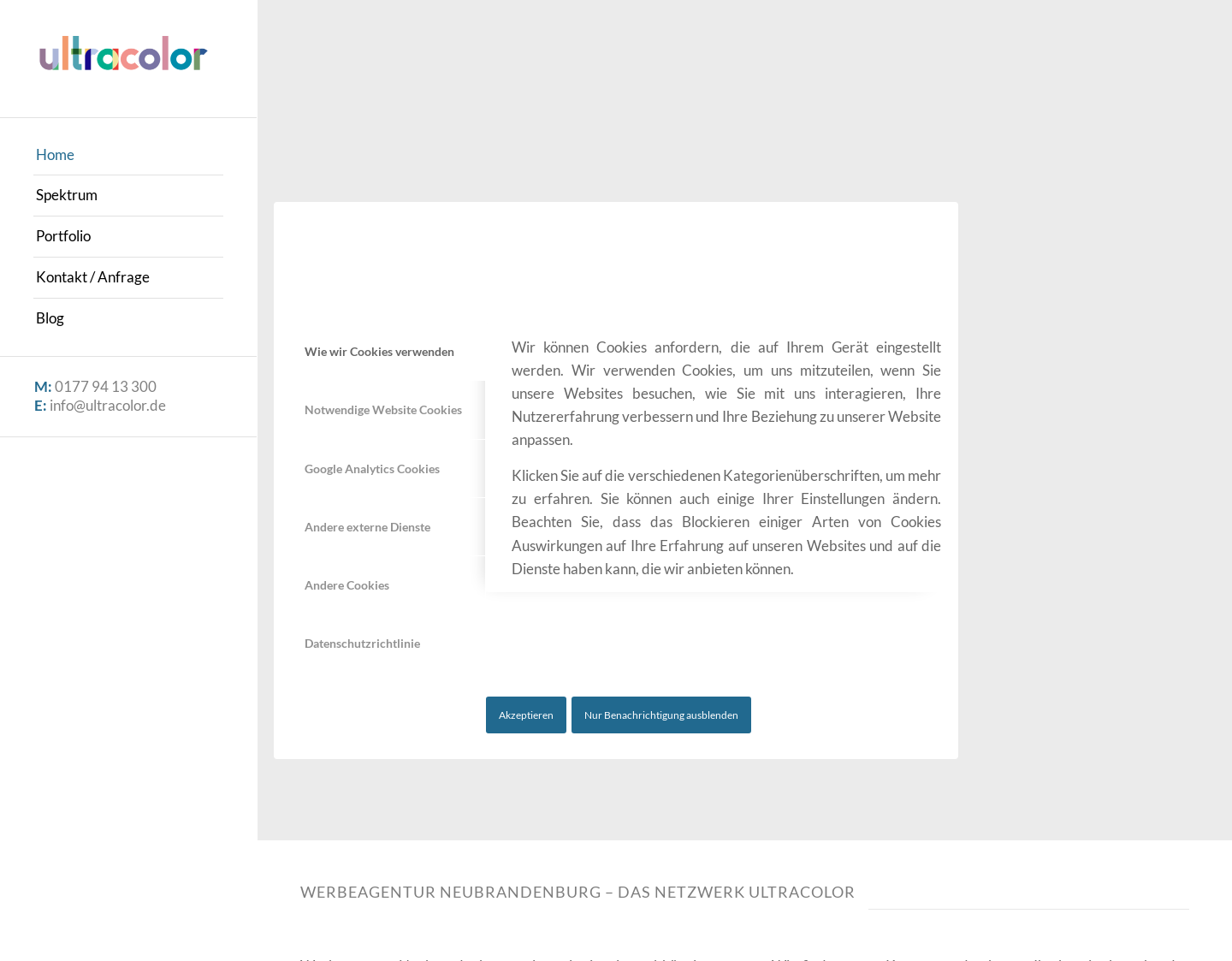 Aktuelle Website-Vorschau von Werbeagentur ultracolor Berlin- Webdesign