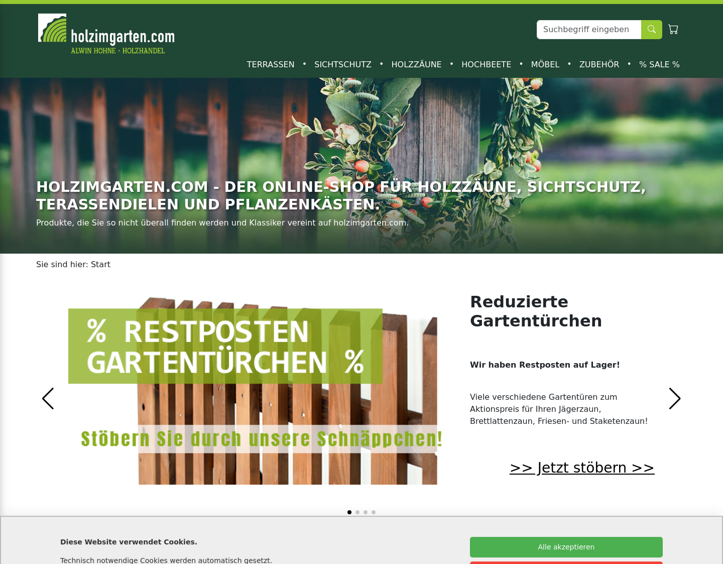 Aktuelle Website-Vorschau von Holz im Garten, Zäune, Pflanzkübel