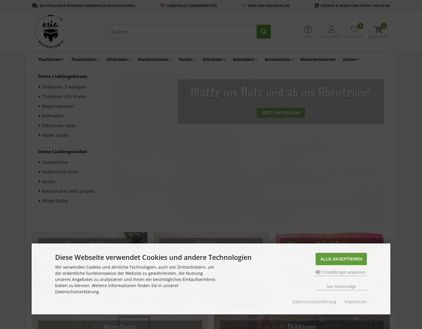Aktuelle Website-Vorschau von Asia Möbel im Asia Wohnstudio