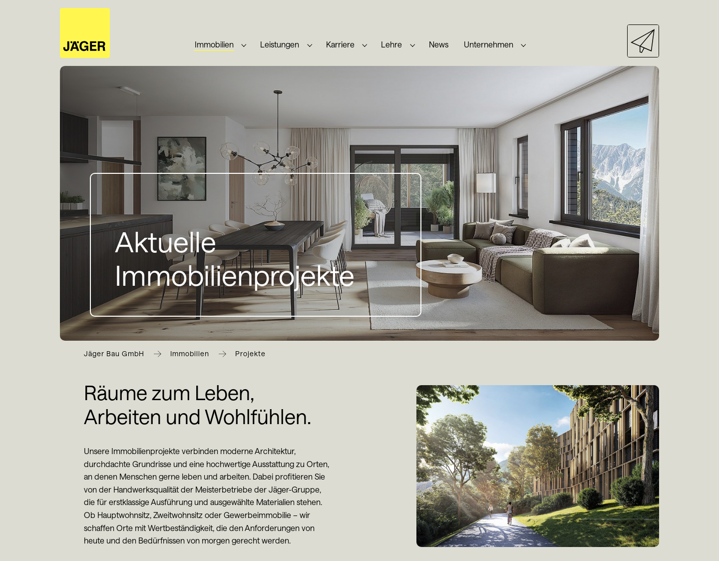 Aktuelle Website-Vorschau von Moderne Appartments von Jäger Bau
