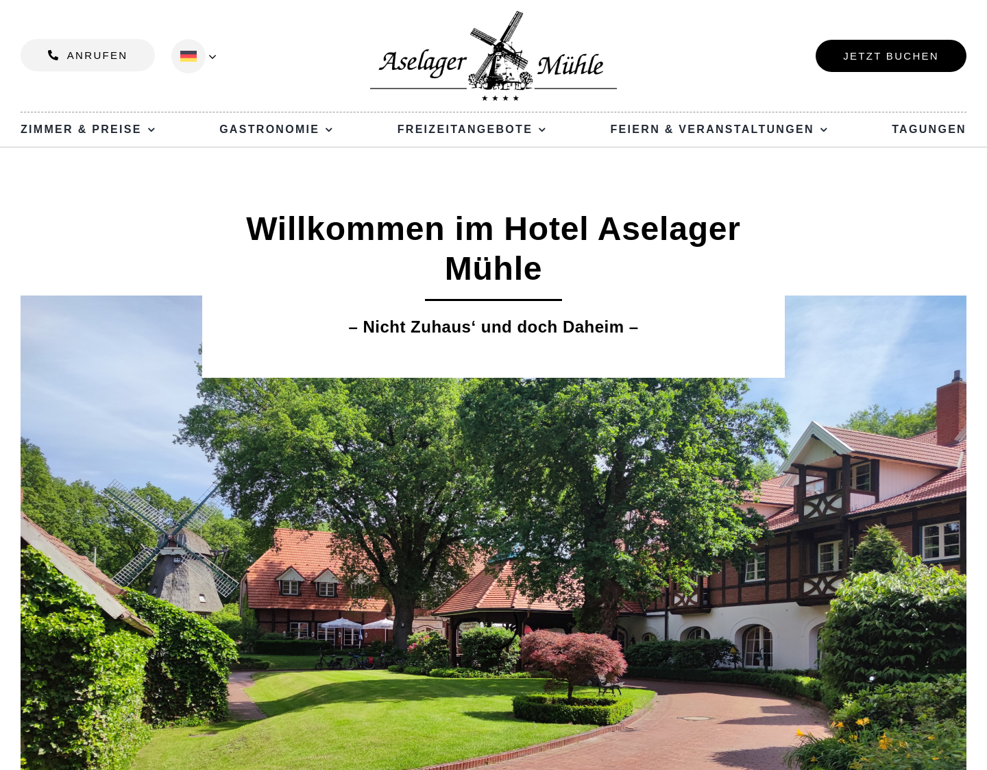 Aktuelle Website-Vorschau von Romantik Hotel Aselager Mühle