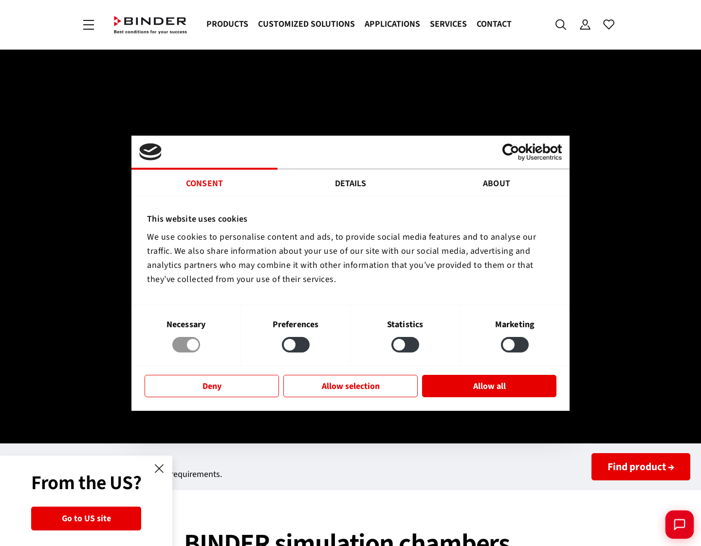 Aktuelle Website-Vorschau von BINDER GmbH: Simulationsschränke