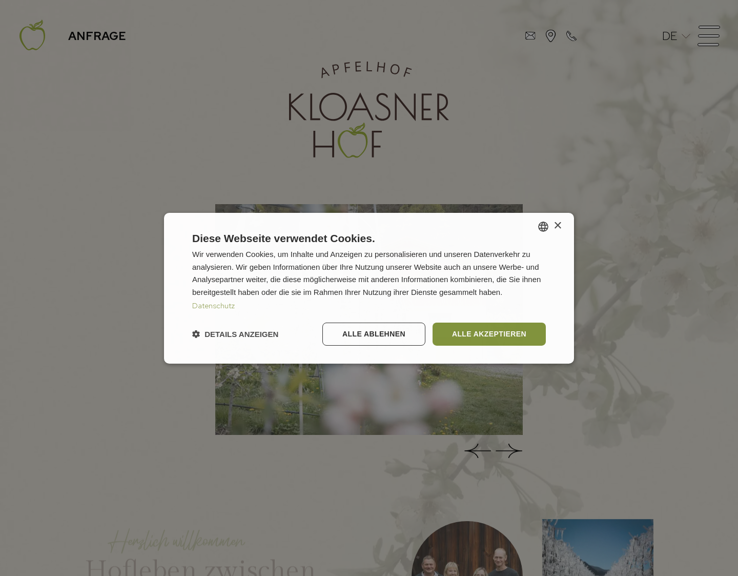 Aktuelle Website-Vorschau von Urlaub auf dem Apfelhof