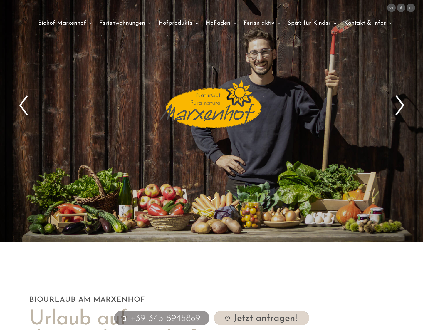 Aktuelle Website-Vorschau von Biobauernhof in Südtirol