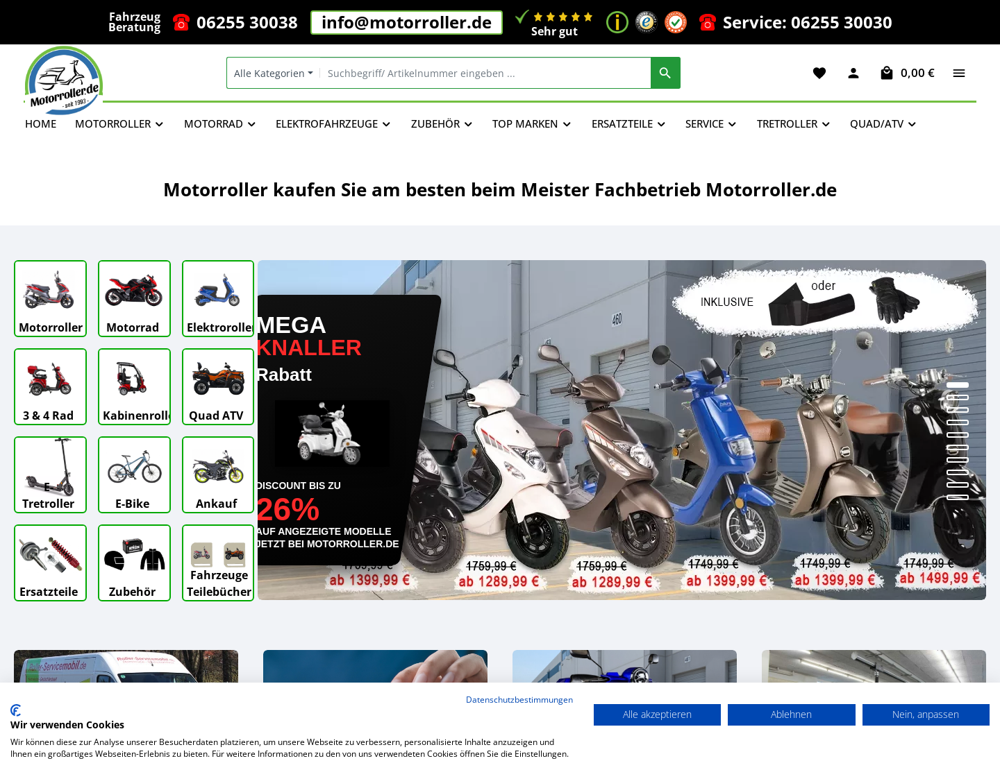 Aktuelle Website-Vorschau von Motorroller