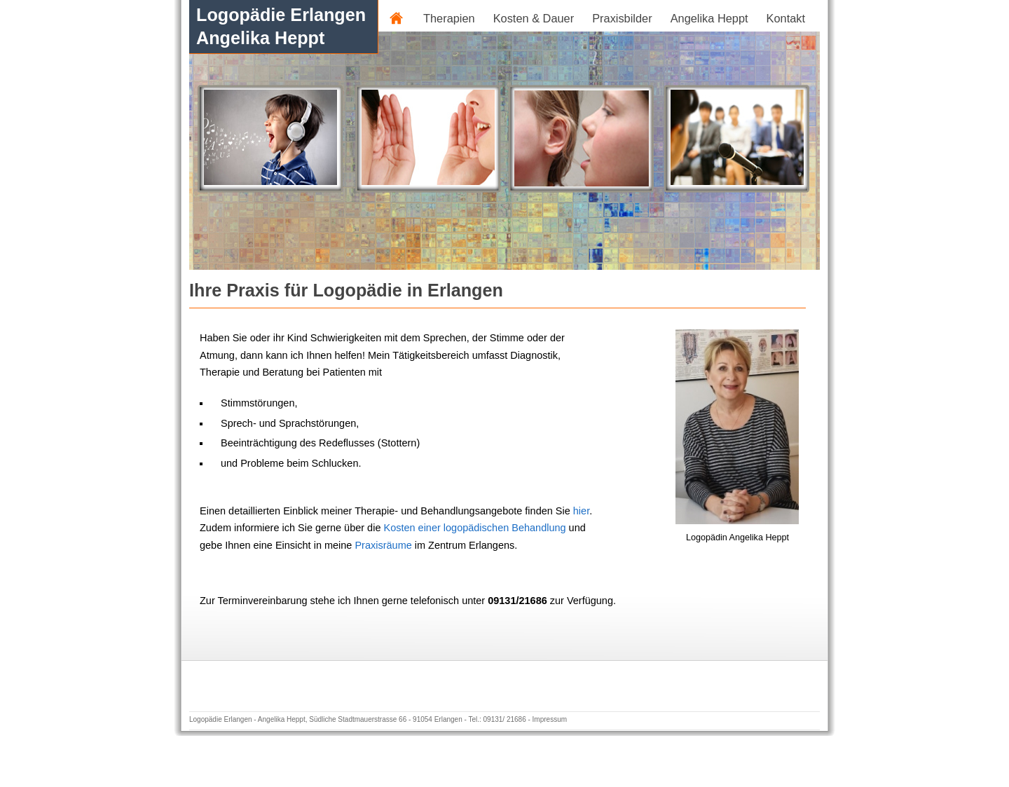 Aktuelle Website-Vorschau von Logopädie Erlangen - Angelika Heppt