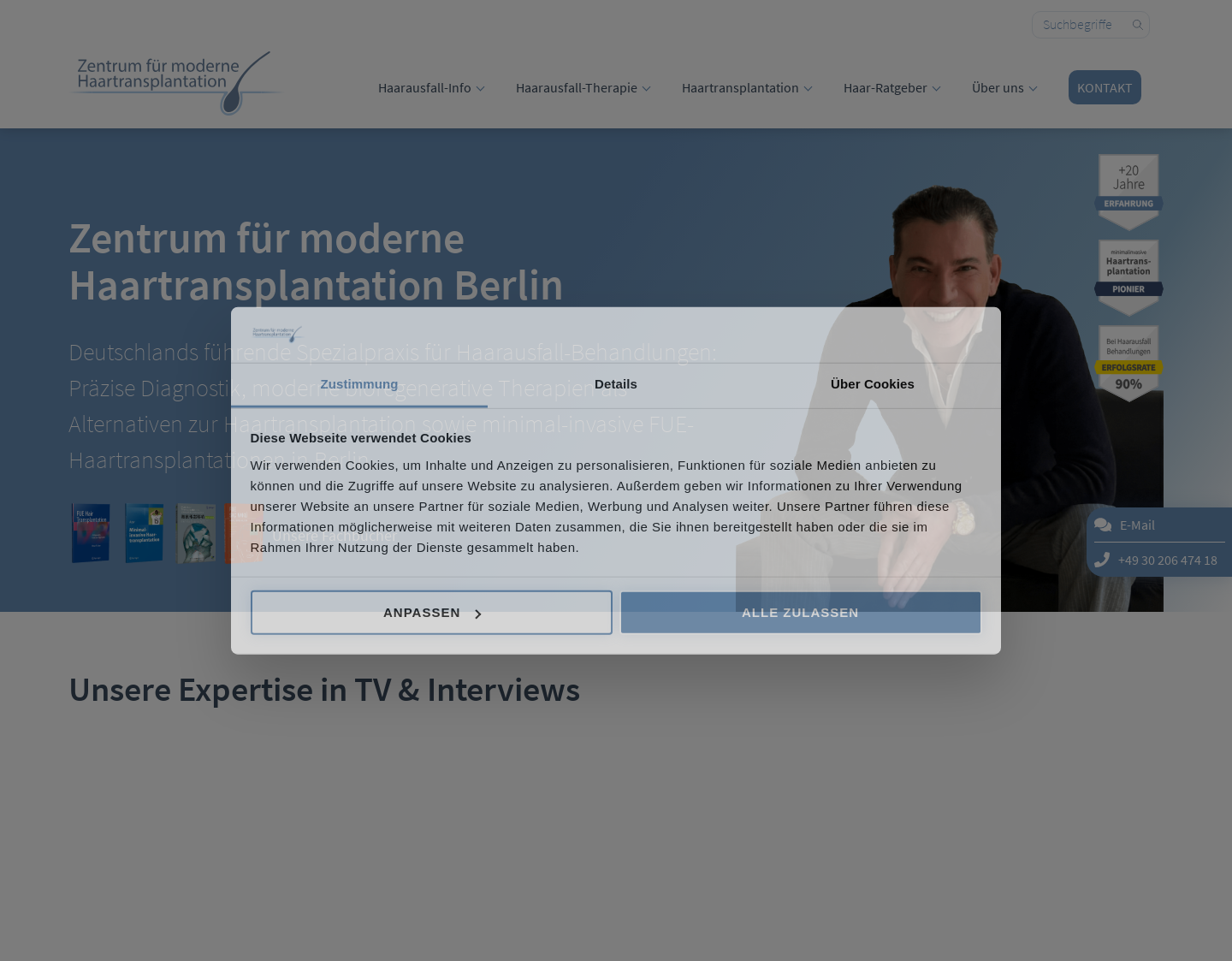 Aktuelle Website-Vorschau von Haartransplantation