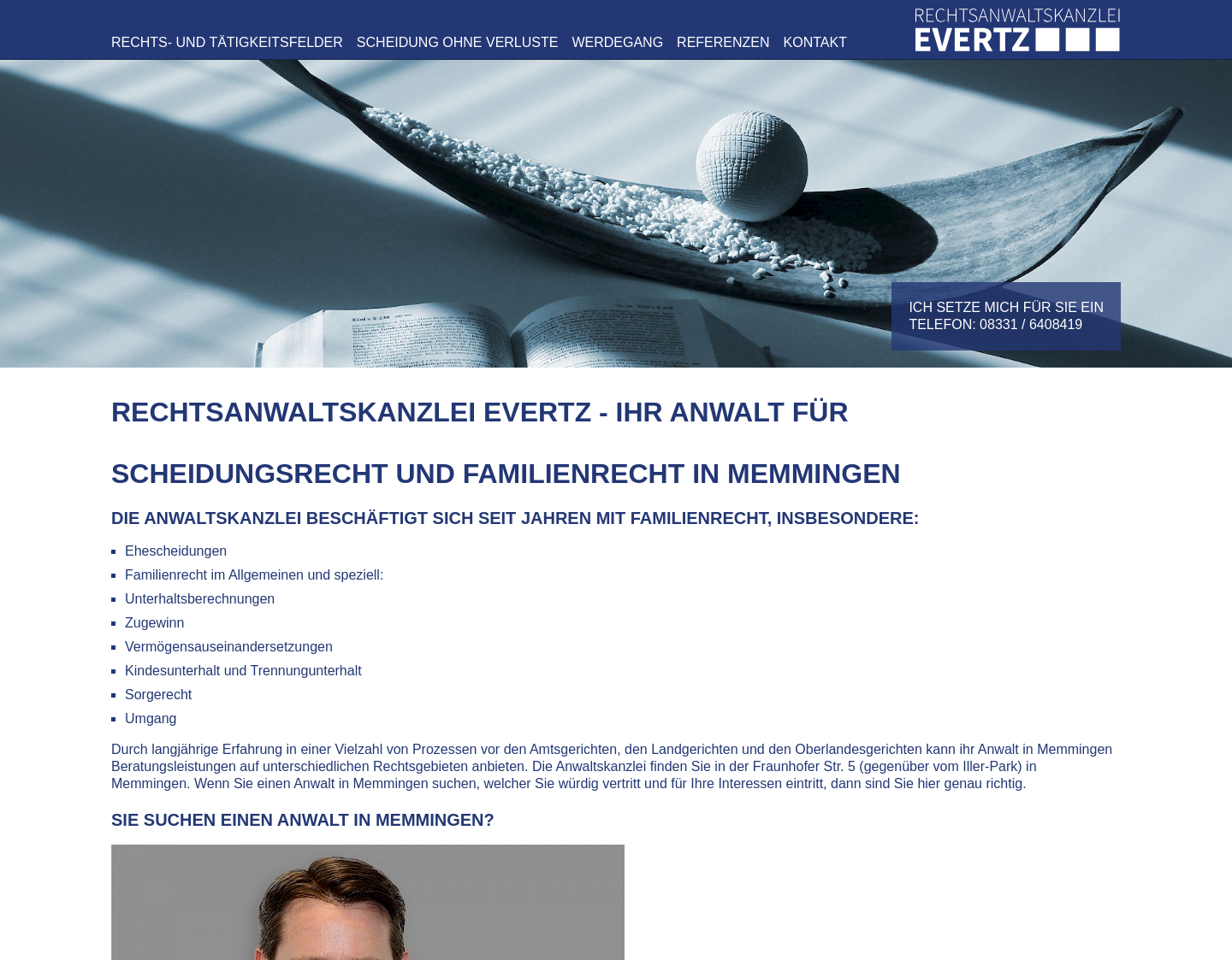 Aktuelle Website-Vorschau von Anwalt Memmingen, Florian Evertz