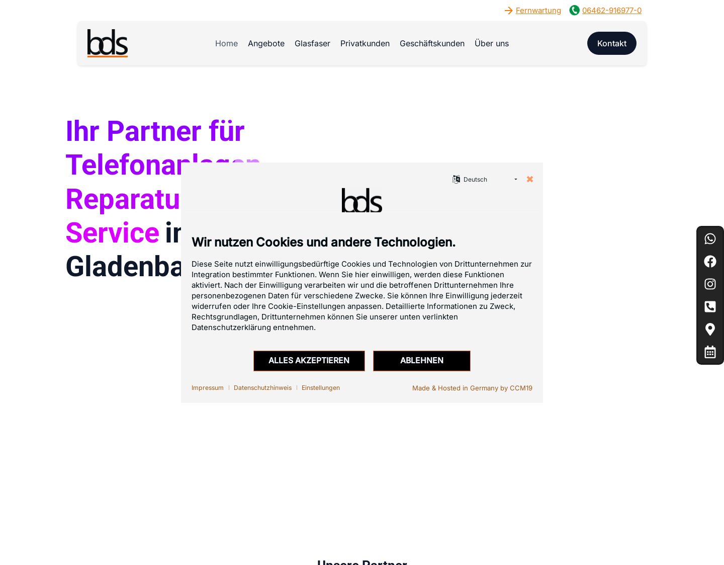 Aktuelle Website-Vorschau von bds Telekom & Vodafone