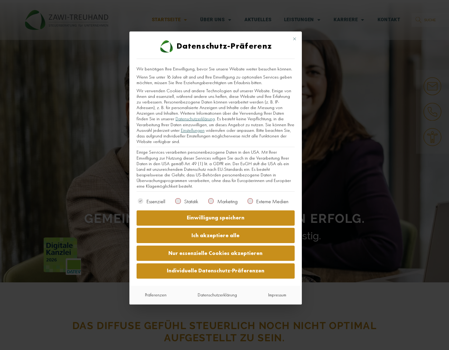 Aktuelle Website-Vorschau von Ihr Steuerberater - ZAWI Treuhand