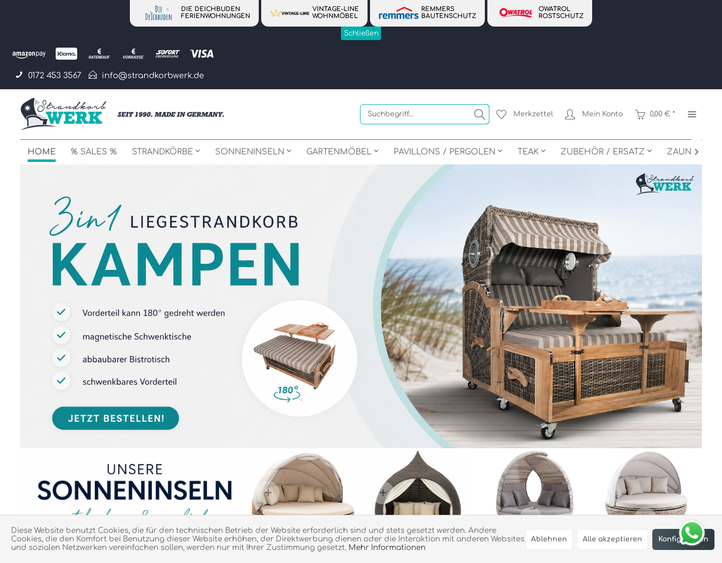 Aktuelle Website-Vorschau von Strandkorbwerk