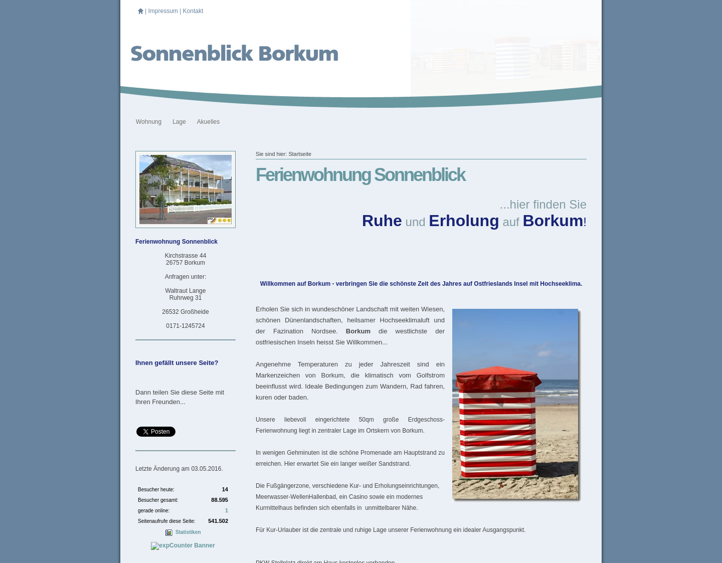 Aktuelle Website-Vorschau von Ferienwohnung Sonnenblick - Borkum