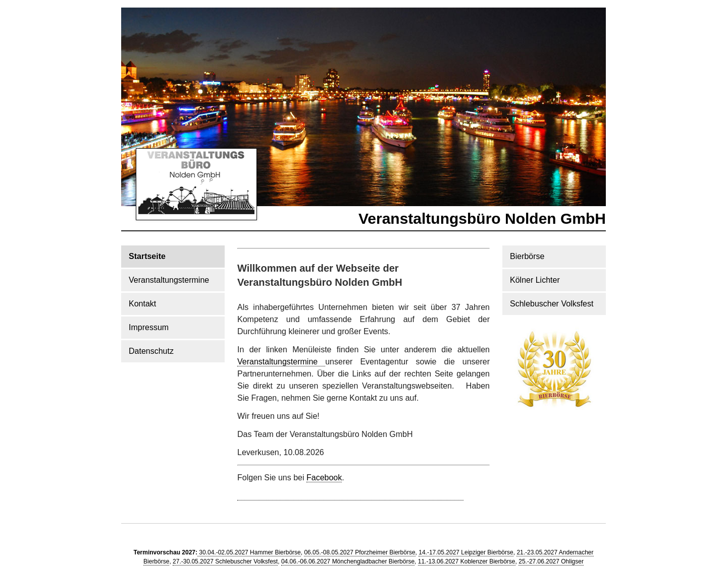 Aktuelle Website-Vorschau von Veranstaltungsbuero und Eventagentur