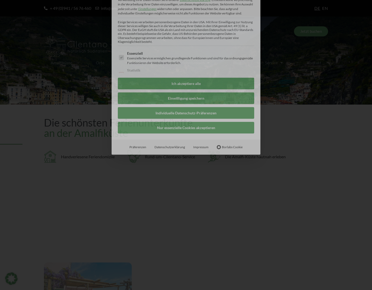 Aktuelle Website-Vorschau von Urlaub an der Amalfiküste