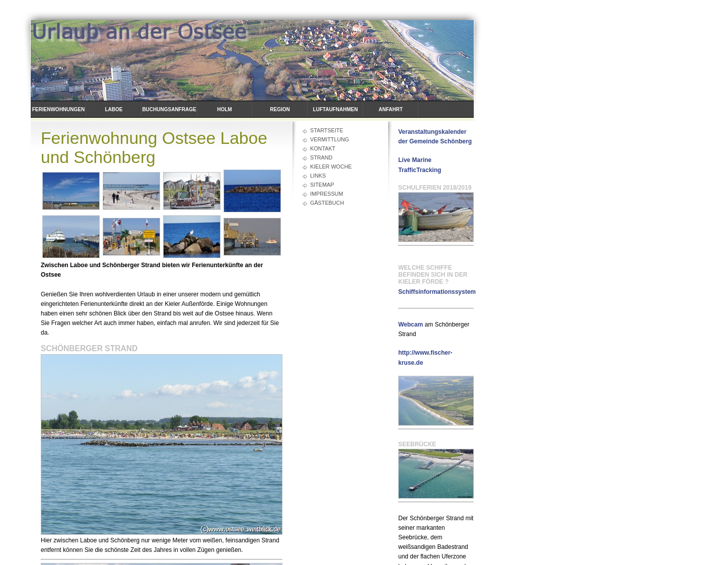 Aktuelle Website-Vorschau von Ferienwohnung Ostsee Laboe und Schönberg
