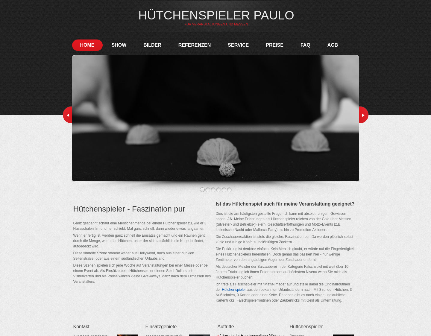 Aktuelle Website-Vorschau von Hütchenspieler Paulo