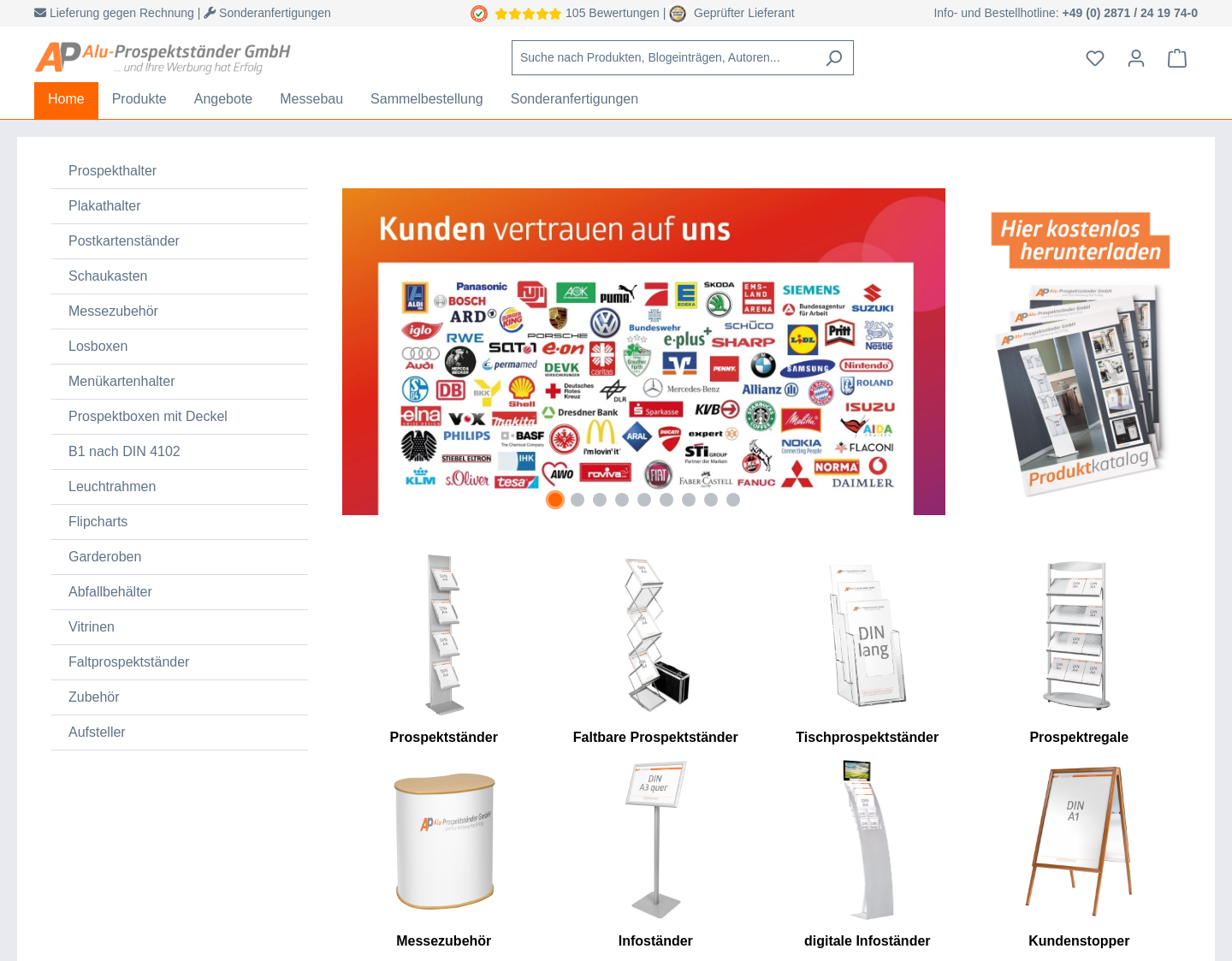 Aktuelle Website-Vorschau von Prospektständer / Prospekthalter
