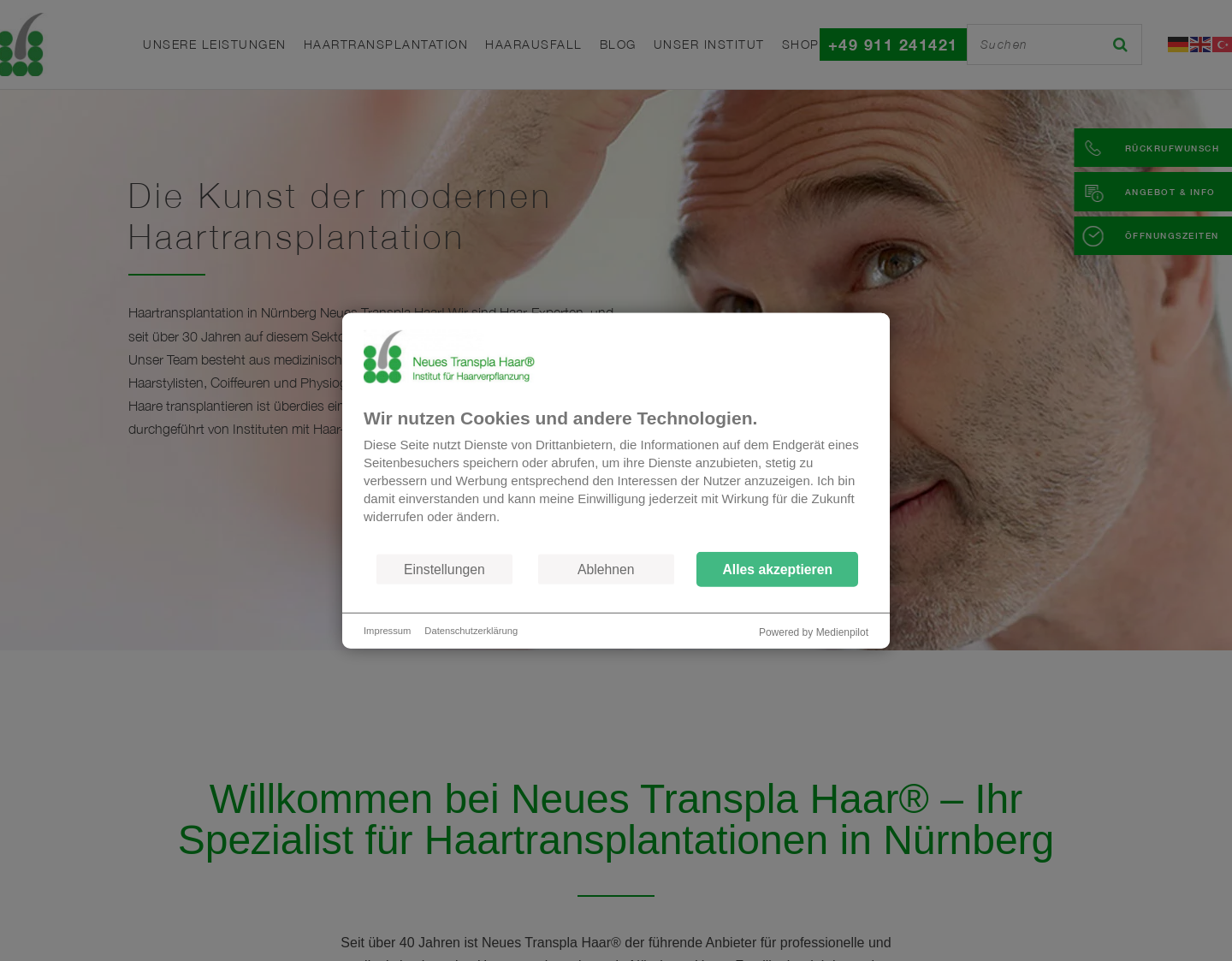 Aktuelle Website-Vorschau von Haarverpflanzung Nürnberg