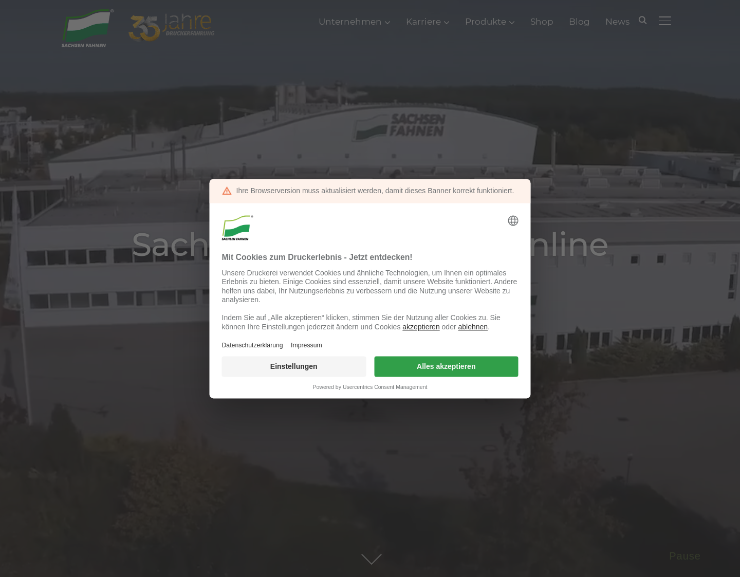 Aktuelle Website-Vorschau von Sachsen Fahnen - Fahnen & Roll Up