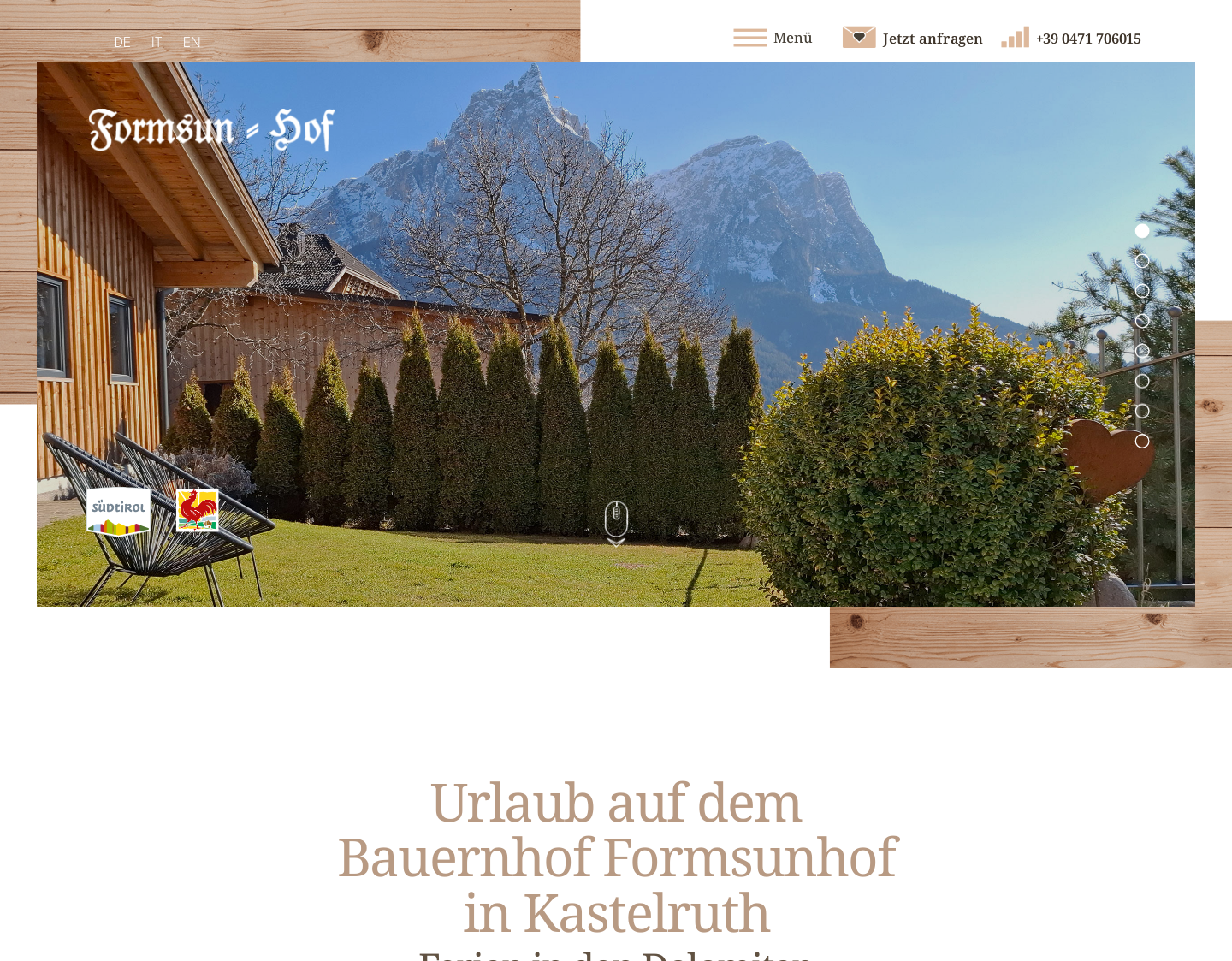 Aktuelle Website-Vorschau von Urlaub am Bauernhof in Kastelruth