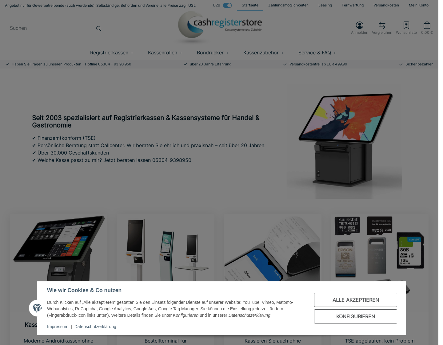Aktuelle Website-Vorschau von Kassenfachhandel