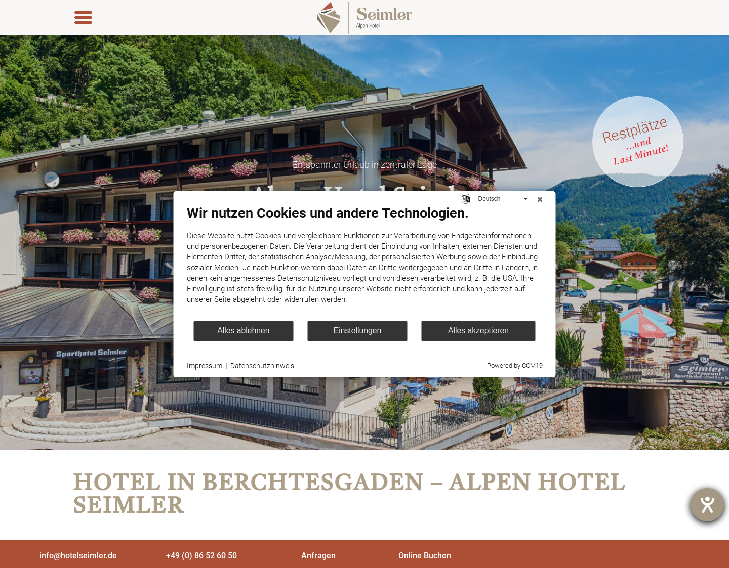 Aktuelle Website-Vorschau von Urlaub im Alpensporthotel Seimler