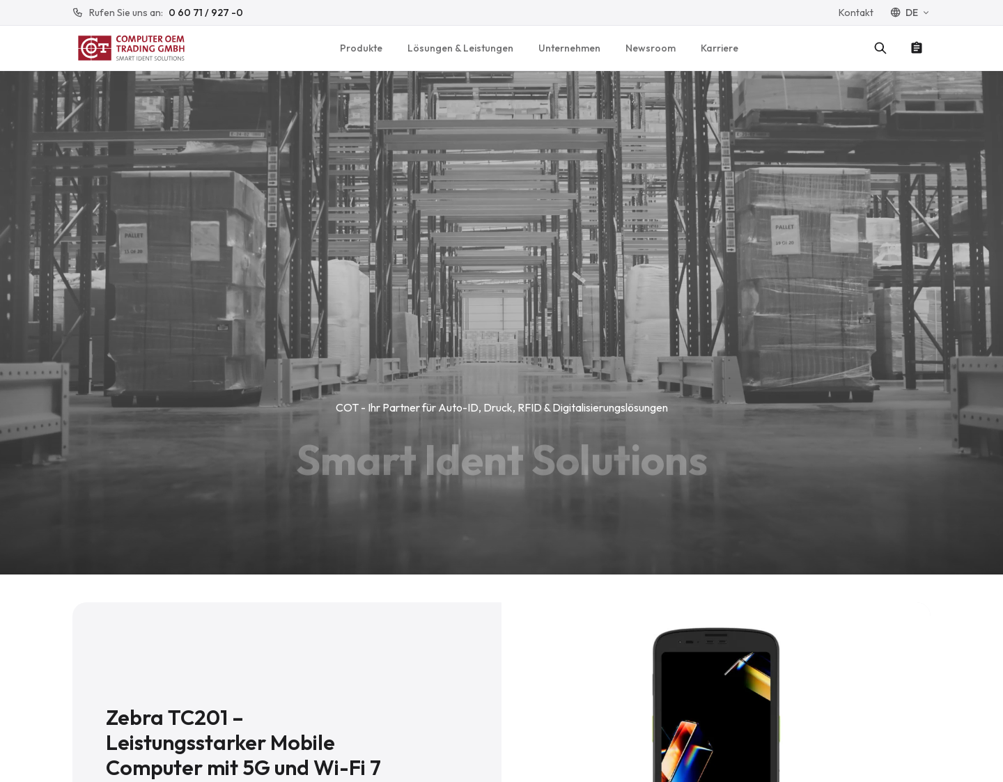 Aktuelle Website-Vorschau von COT - Mobile Datenerfassung und mehr