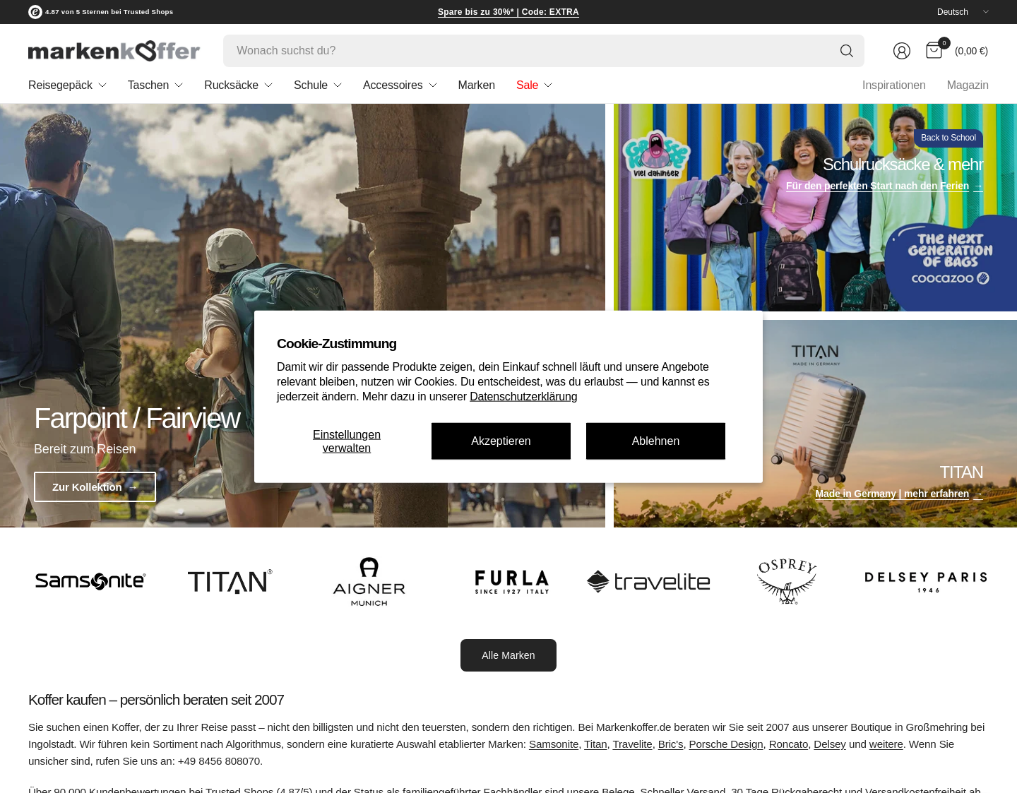 Aktuelle Website-Vorschau von Markenkoffer