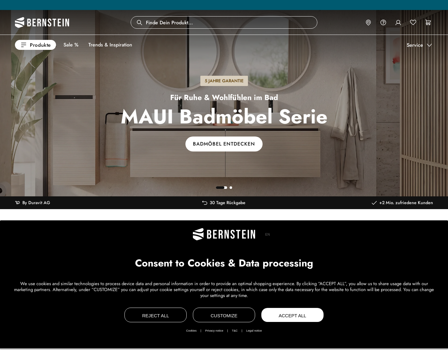 Aktuelle Website-Vorschau von Badeinrichtungen, Badausstattung & Badmöbel