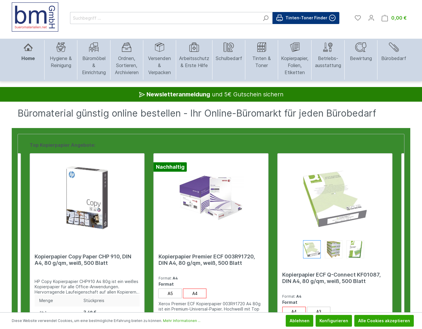 Aktuelle Website-Vorschau von bueromaterialien.net GmbH
